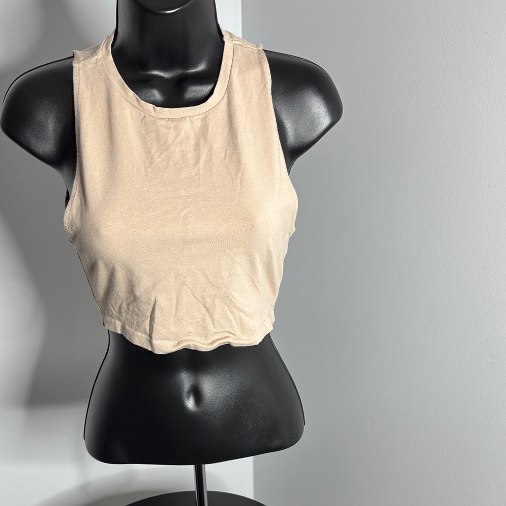 Zara Beige Sleeveless Crop Top